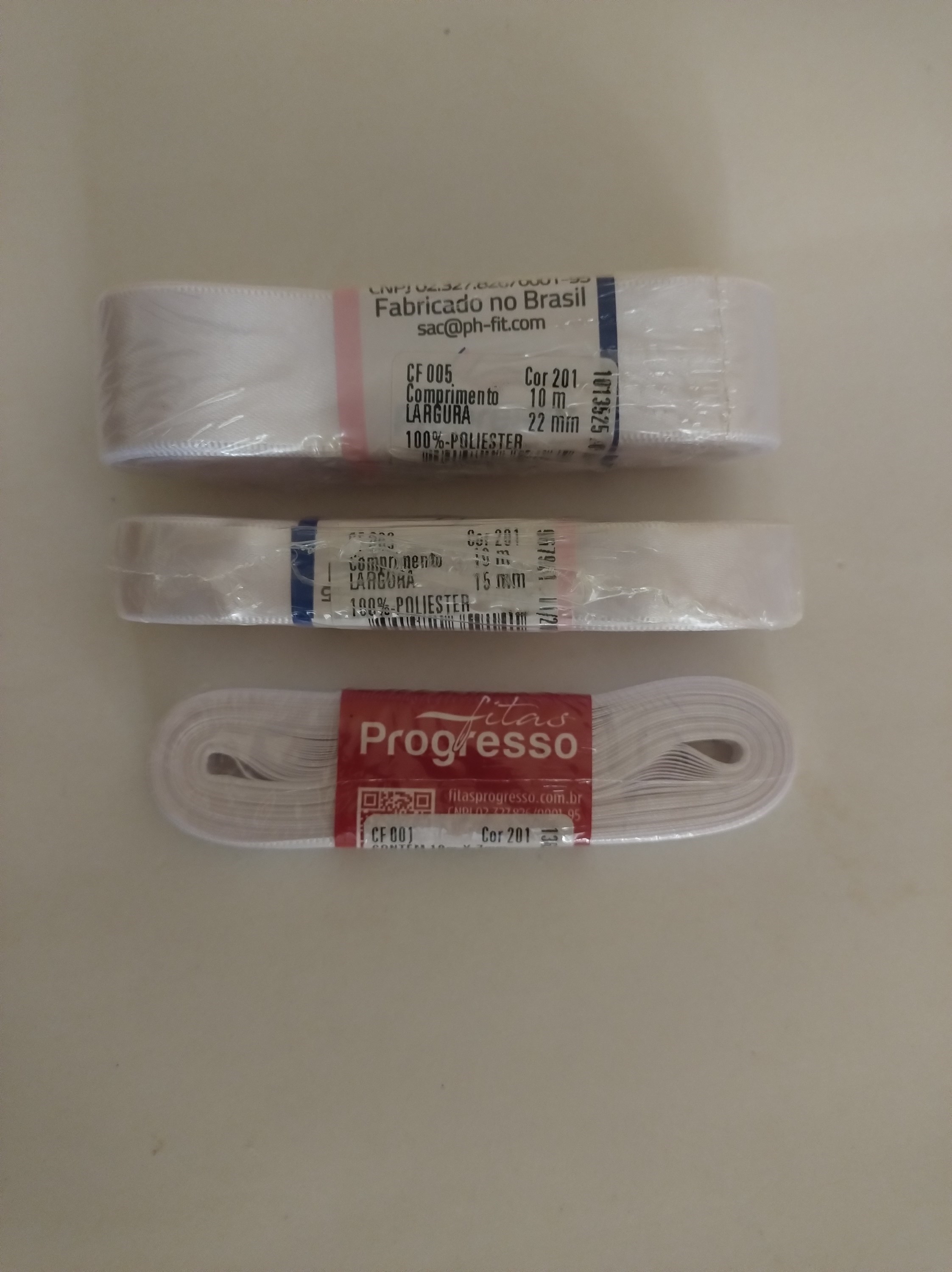 Kit com 3 fitas de cetim Progresso