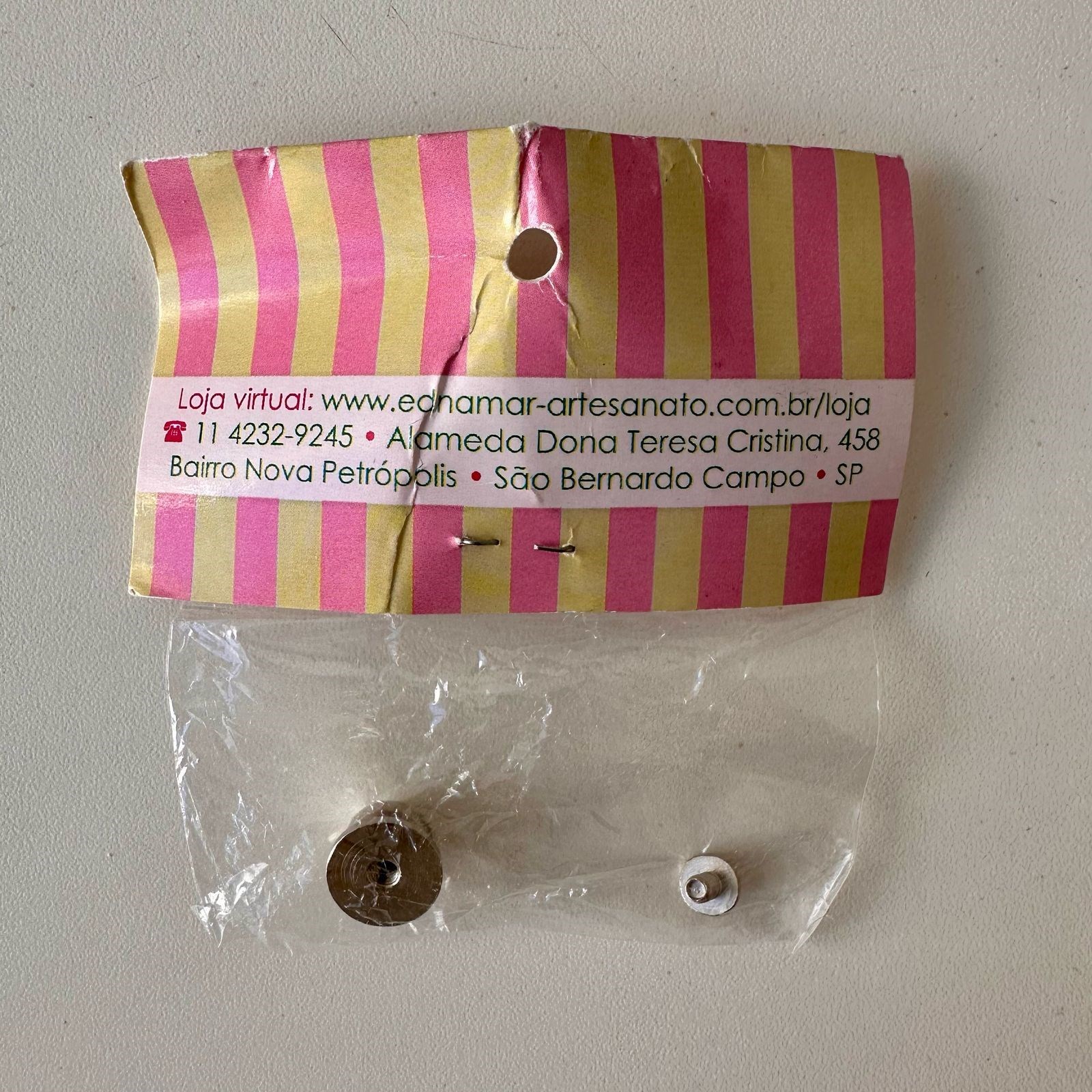 Puxador de metal carrapeta Cartonagem na cor Prata 1cm