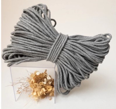 Cordão New York 4mm 100% Algodão - 50m - Cinza - Aba Têxtil