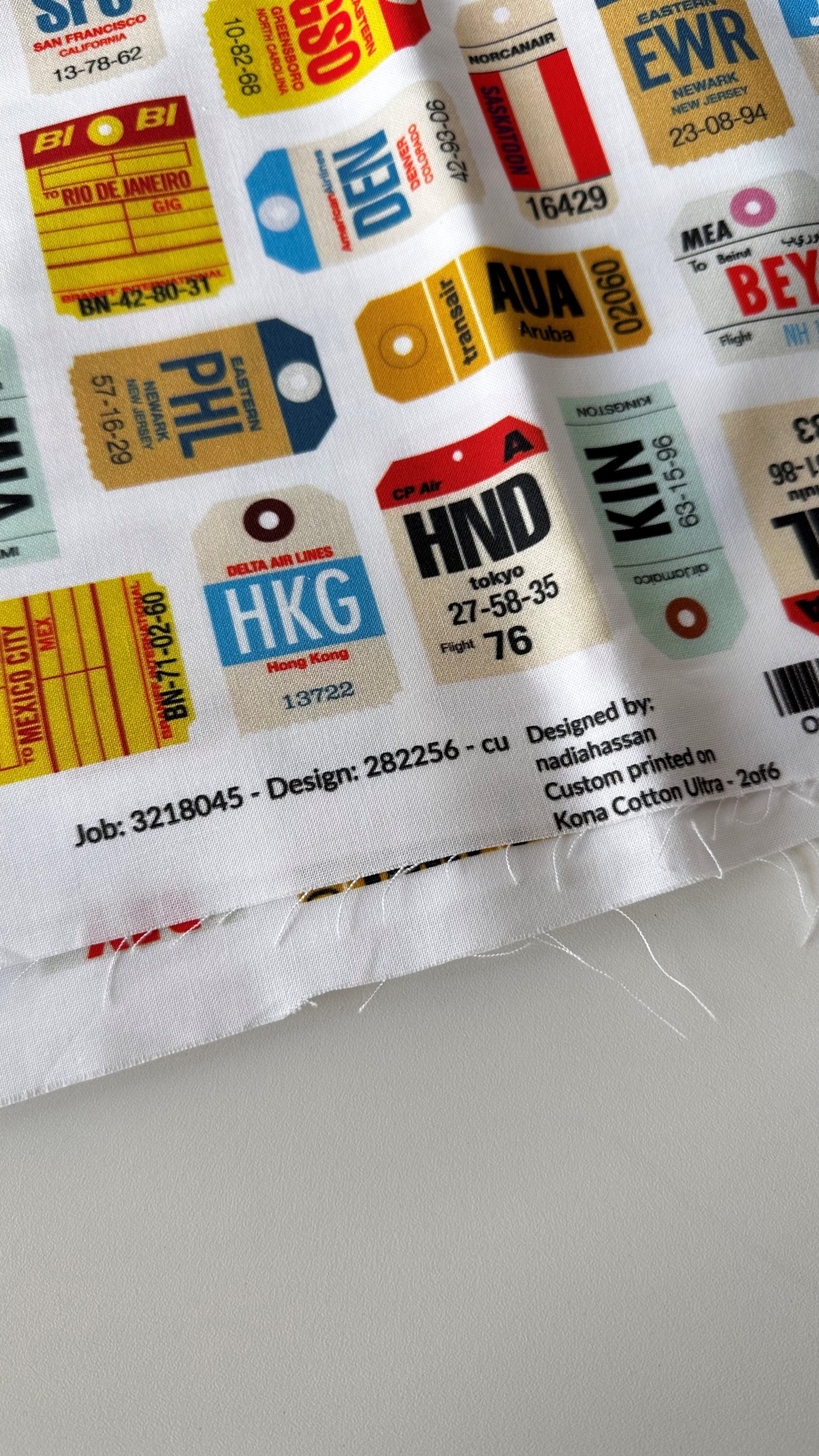 Tecido importado Tags aeroportos - Raro