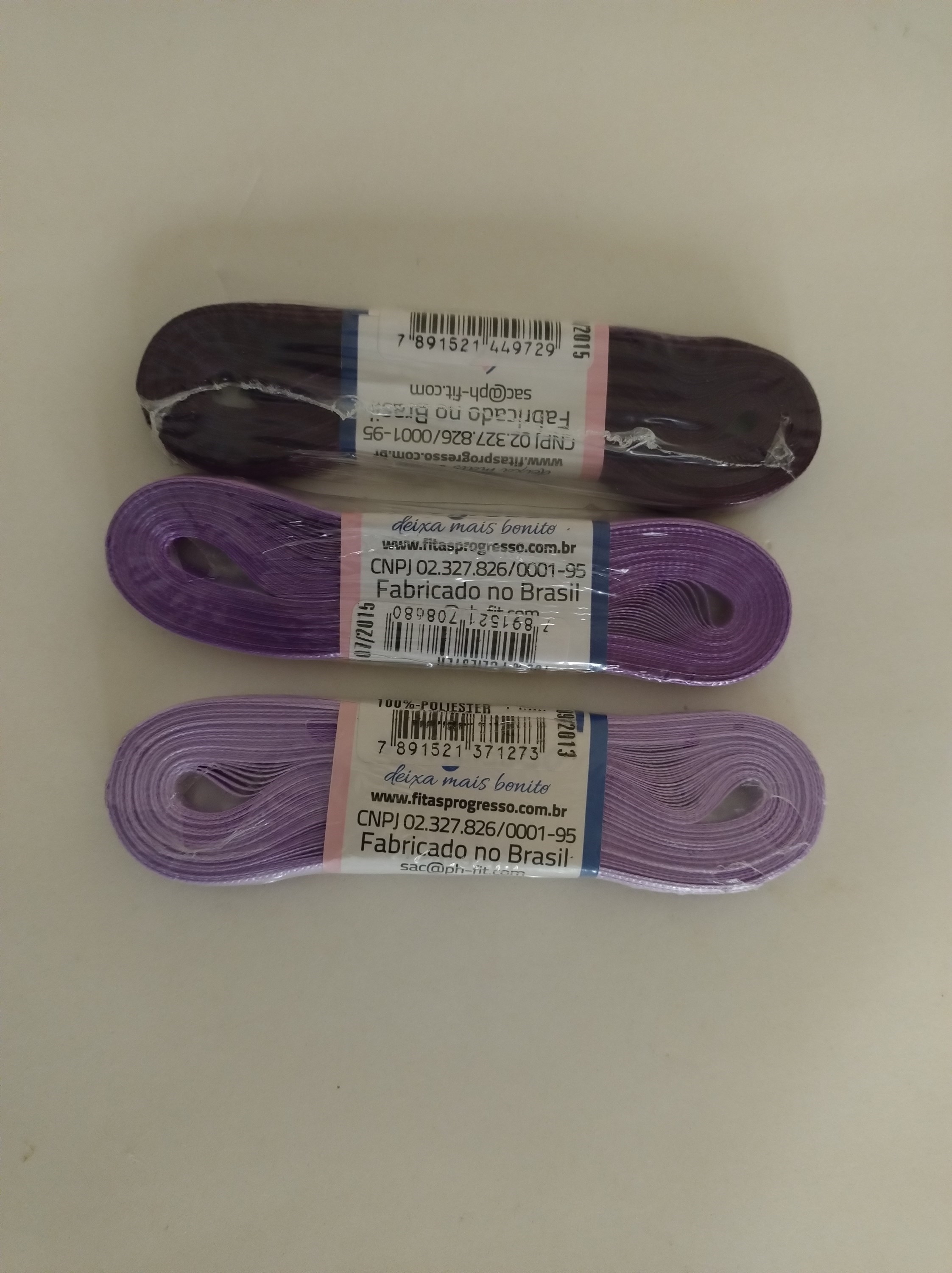 Kit com 3 fitas de cetim Progresso 