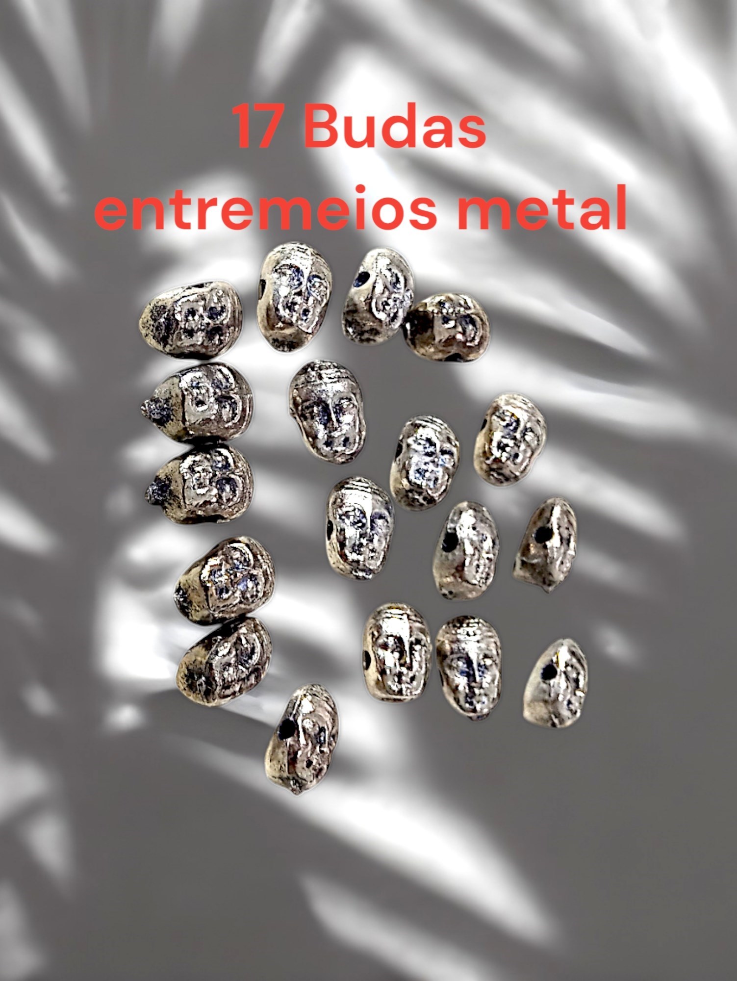 Kit 29 pingentes e entremeios Buda, em metal prata envelhecida, peças para montagem