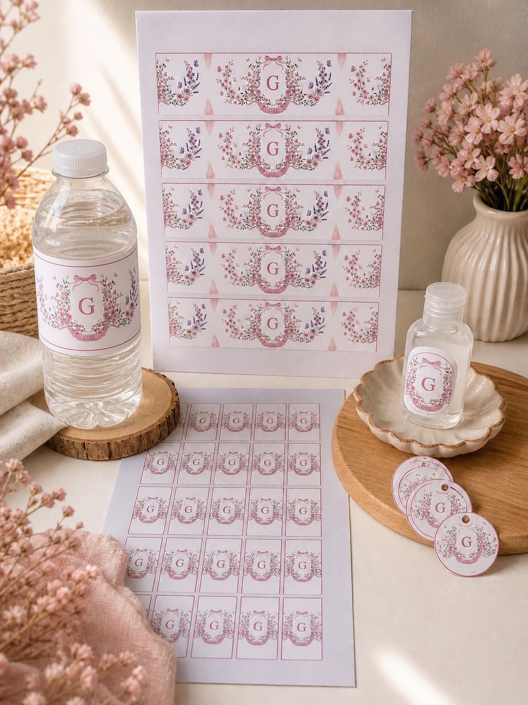 Rotulo Adesivo para Água Personalizado Maternidade Menina