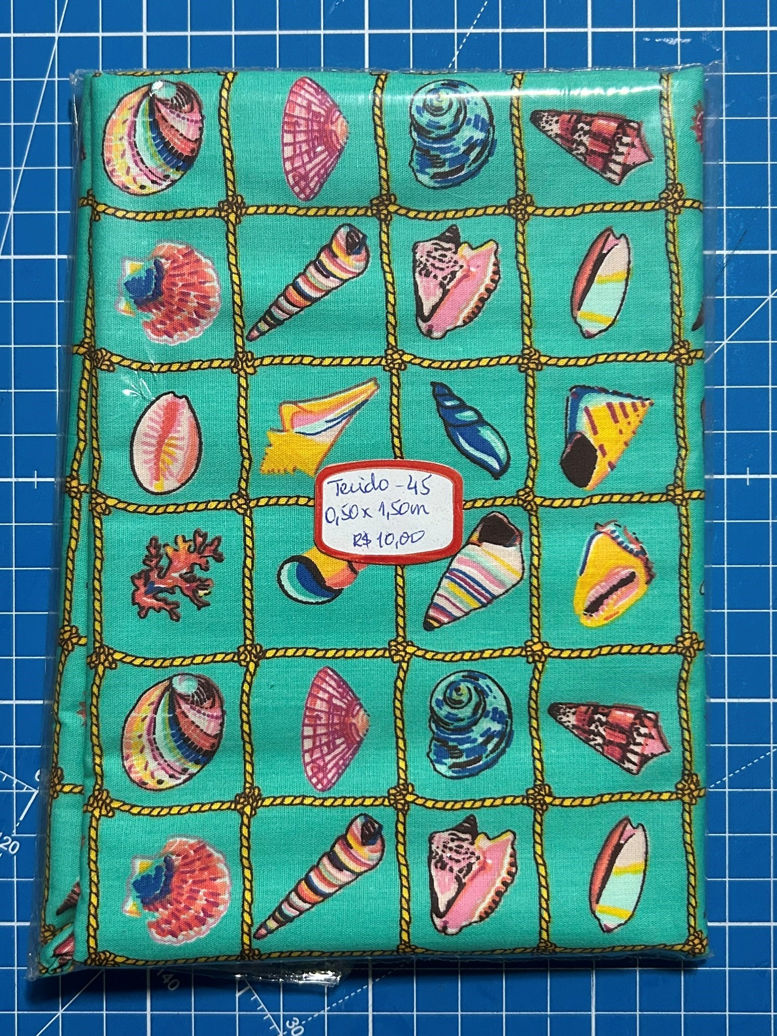 Tecido tricoline fundo do mar