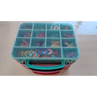 Maleta com letrinhas e números em EVA com gliter