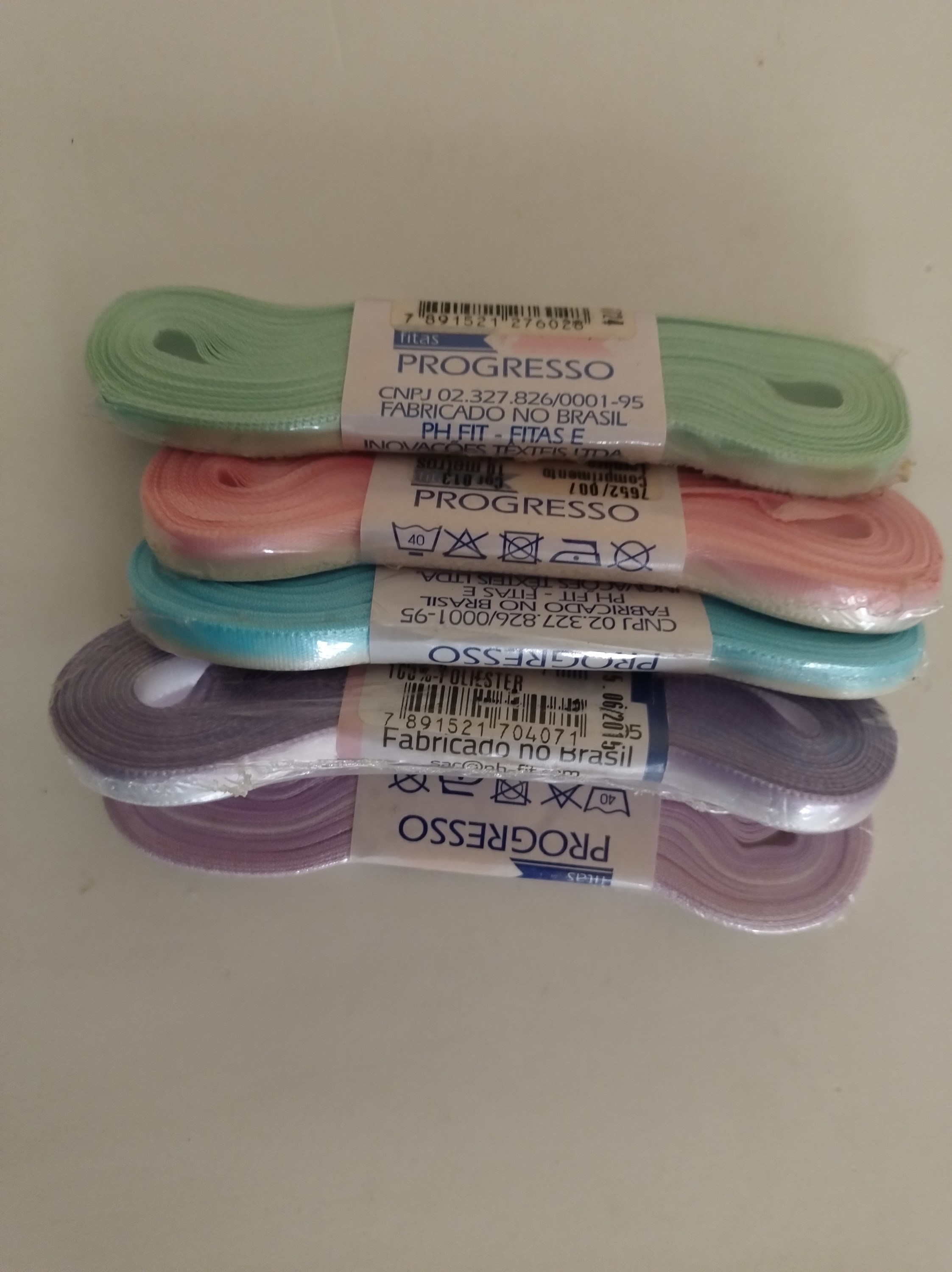 Kit com 5 fitas de cetim Progesso 