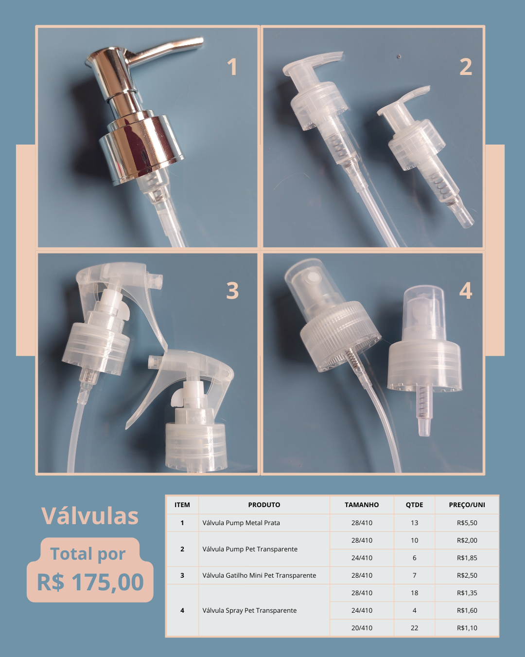 Válvulas Diversas para Produtos de "Cheirinho"