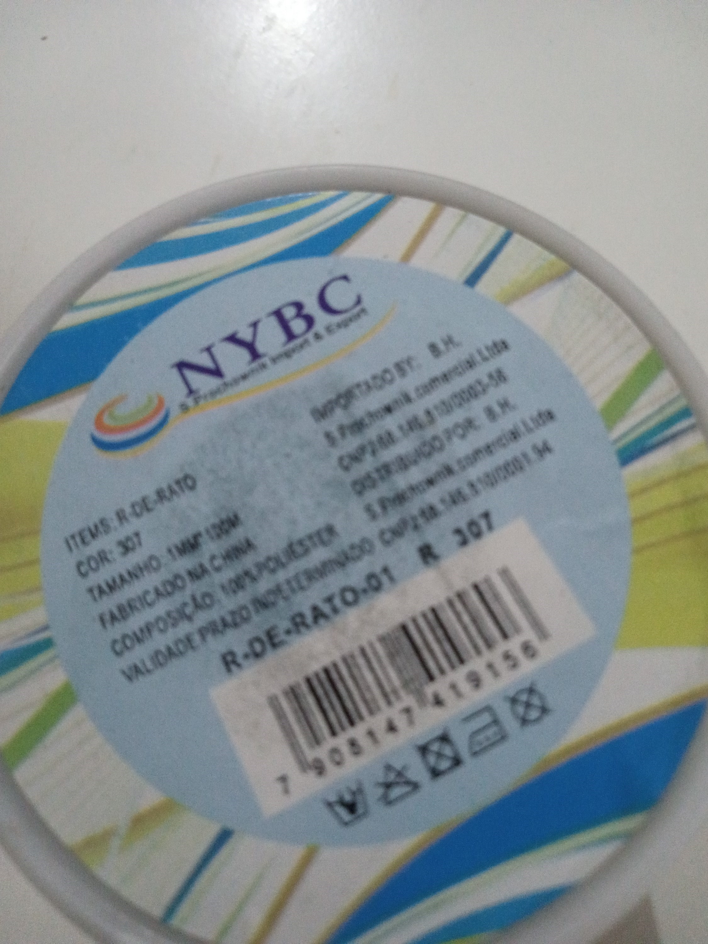 Cordao Imp Nybc Rabo Rato 1Mm C/100M Cor 307 Cinza Escuro
