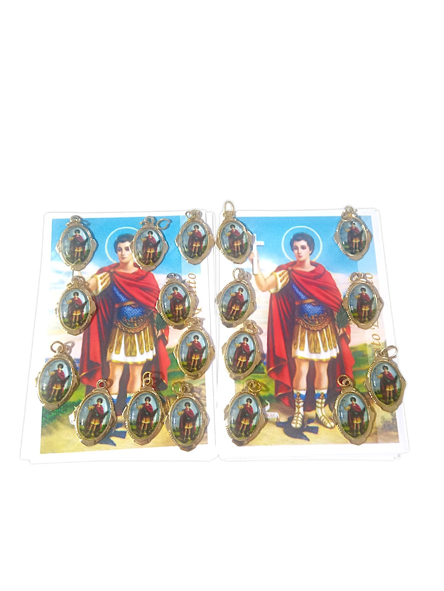Kit 18 medalhas Santo Expedito +100 orações impressas, medalhas em alumínio