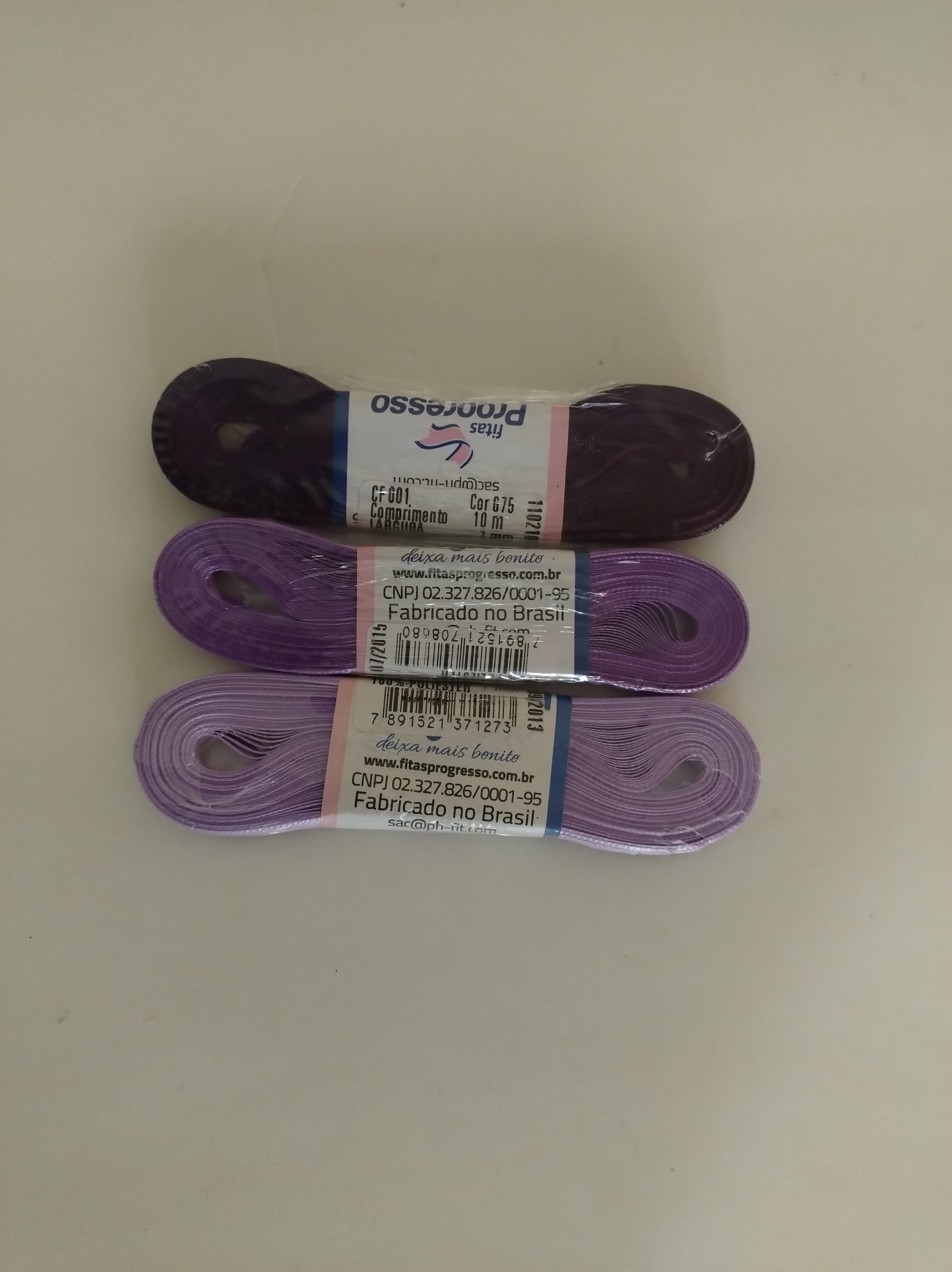 Kit com 3 fitas de cetim Progresso 