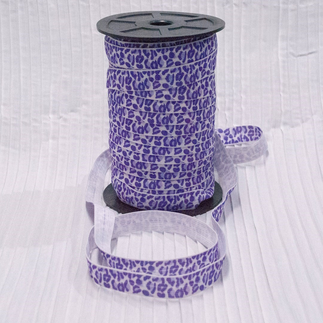 Elástico Viés Onça Lilás - 17mmx50m