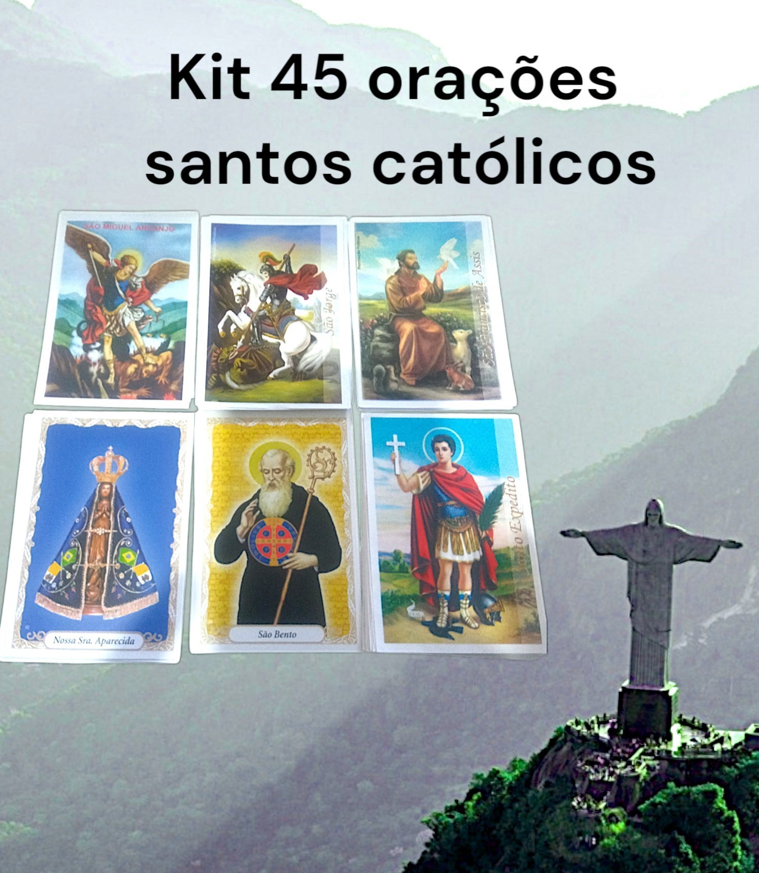 Kit 45 orações impressas, santos católicos, papel alto brilho
