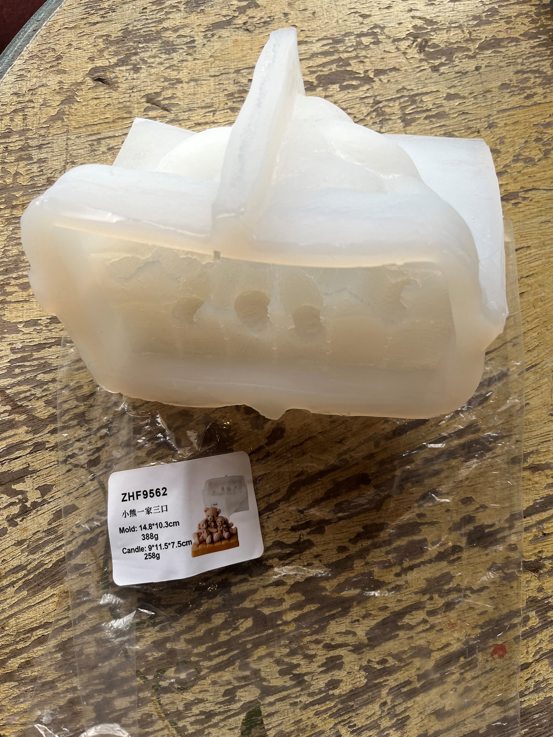 Molde de silicone formato família urso