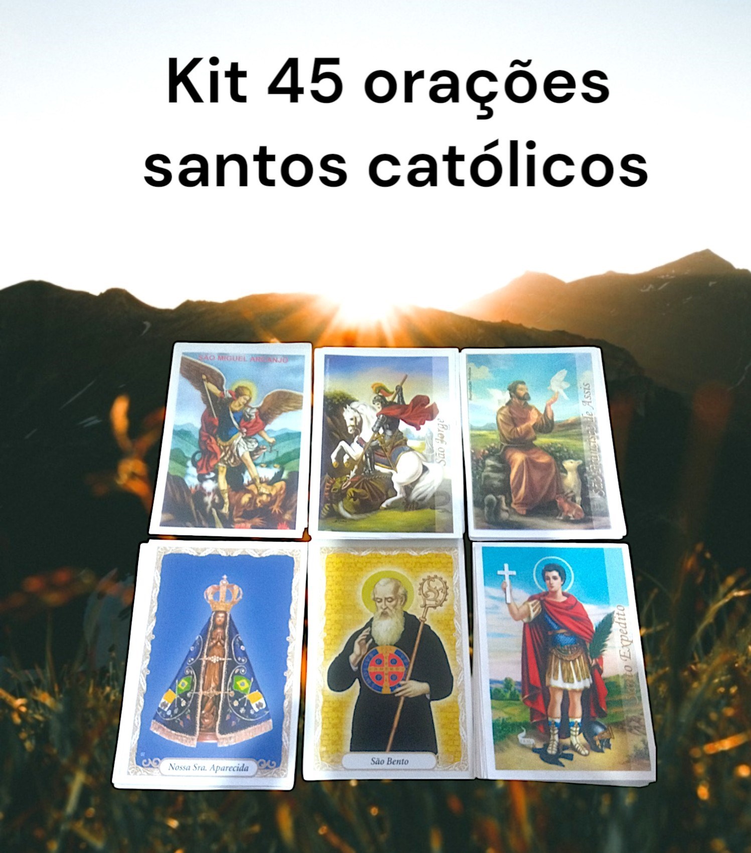 Kit 45 orações impressas, santos católicos, papel alto brilho