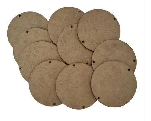 Bolacha MDF 10cm com 2 furos