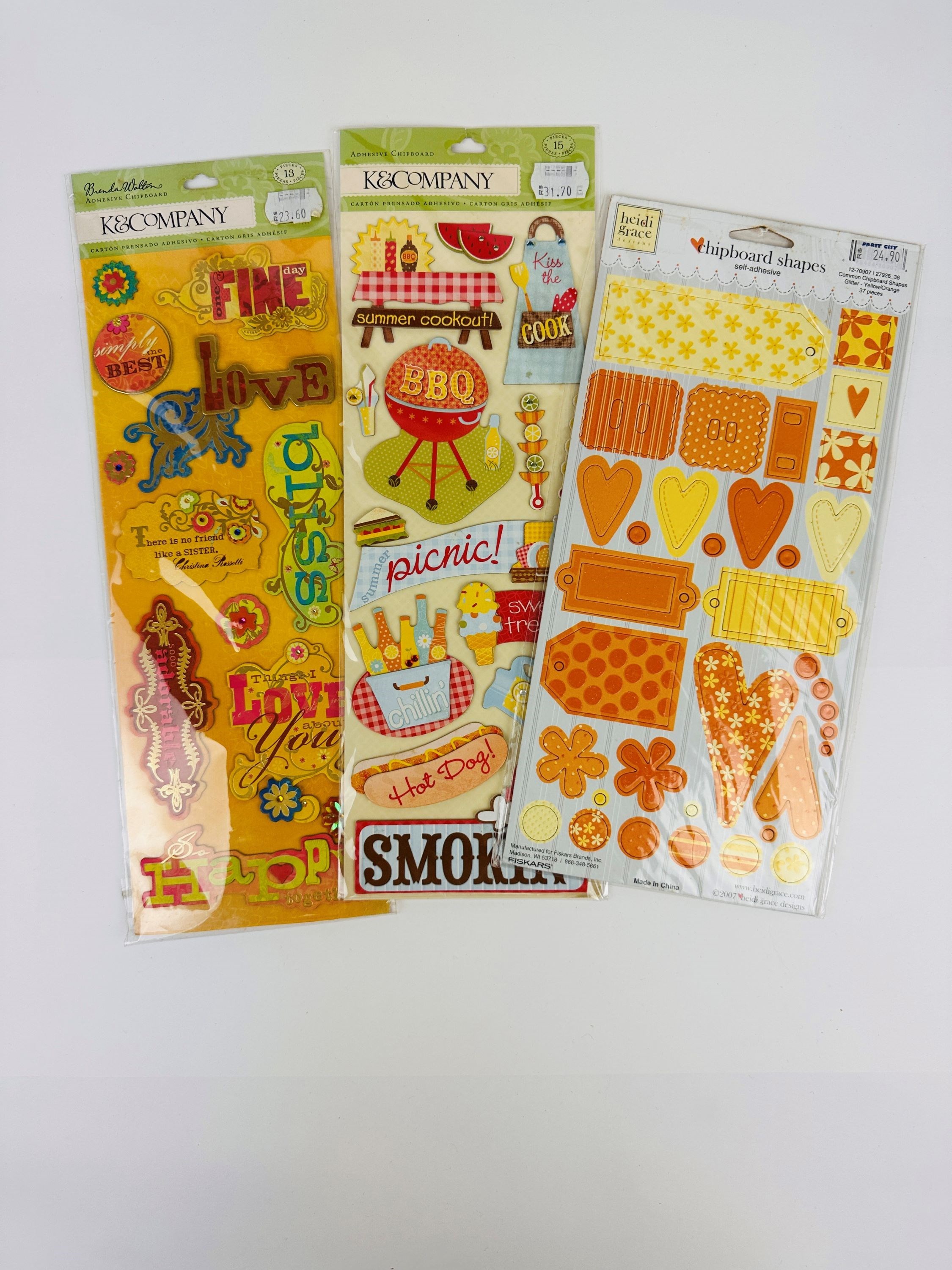 3 kits de conjuntos de apliques importados para scrapbooking