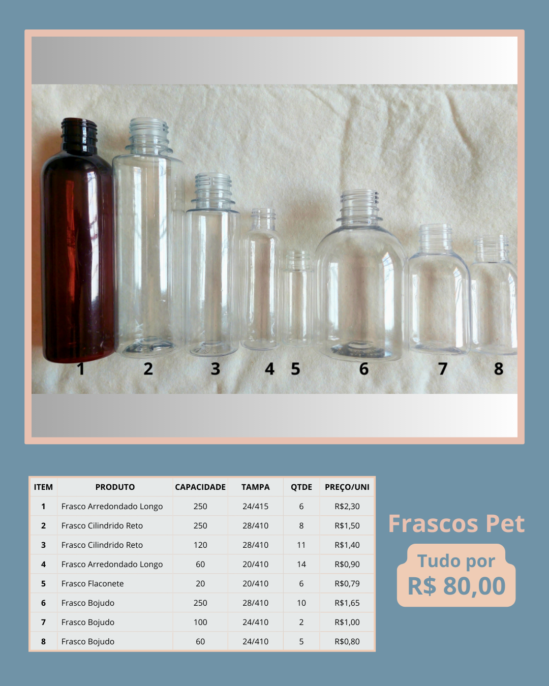 Frascos Pet Diversos para Produtos de "Cheirinho"