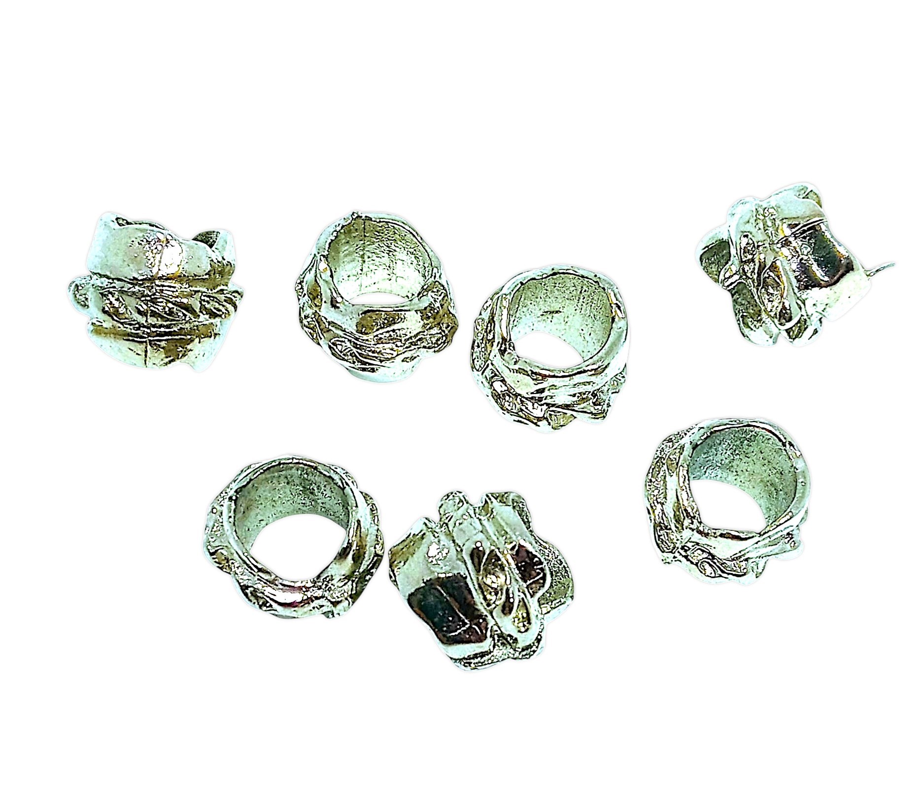 Kit 13 entremeios em metal com relevo, chanfrado, cor prata