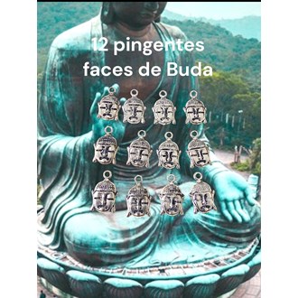 Kit 29 pingentes e entremeios Buda, em metal prata envelhecida, peças para montagem