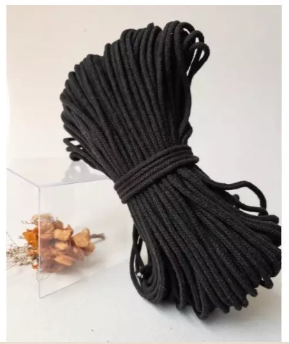 Cordão New York 4mm 100% Algodão - 50m - Preto - Aba Têxtil