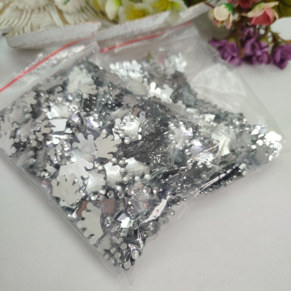 Aplique Chaton Coroa Prata 2 Pacotes - Aprox. 500 unidades