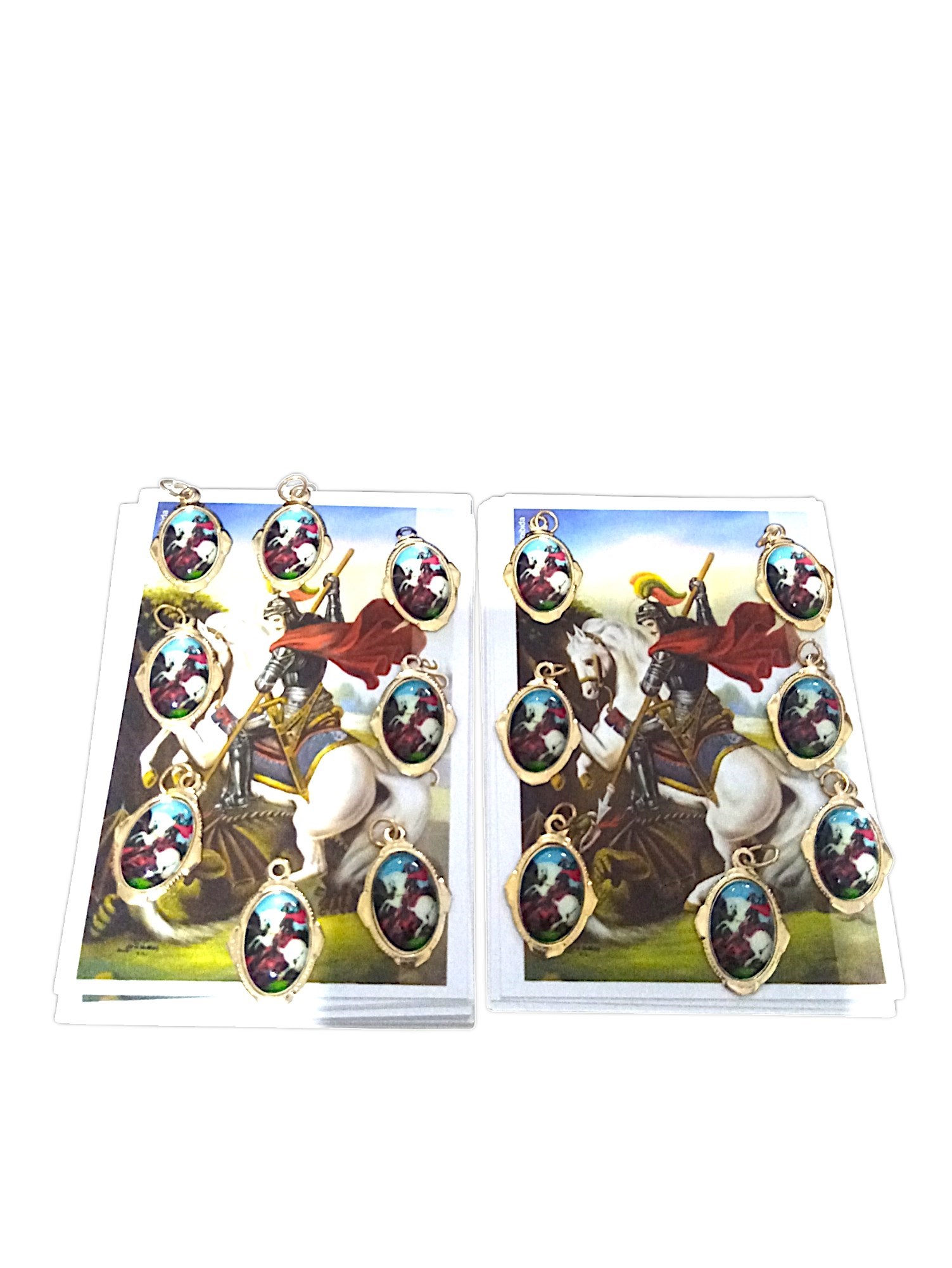 Kit 15 medalhas São Jorge e 60 orações impressas, medalhas em alumínio, fé proteção, religião