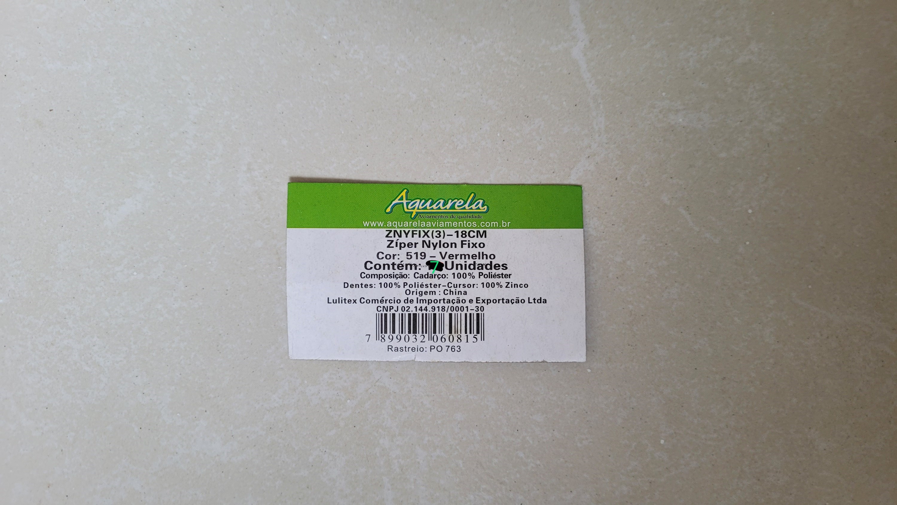 Kit com 7 - Zíper 18 cm