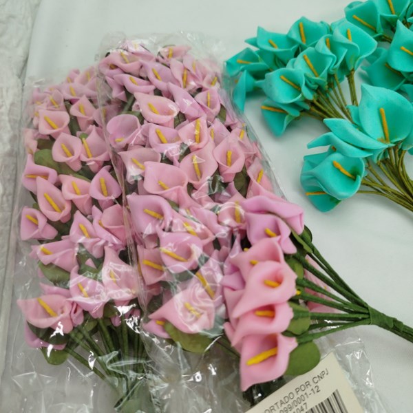 Mini Copo de Leite - Florzinha em EVA - Rosa e Verde - 290 flores