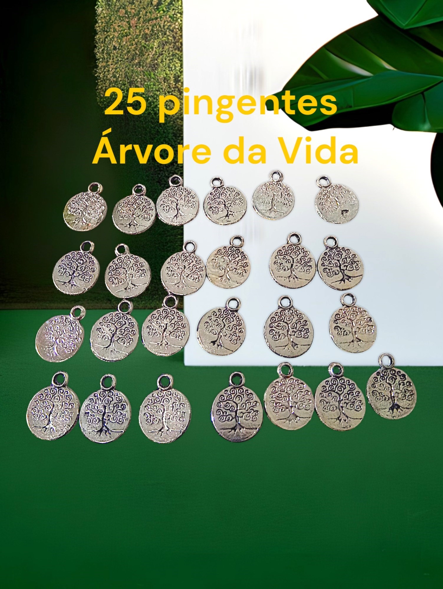 Kit 40 peças Árvore da Vida, pingentes em metal, prata envelhecida, peças para montagem