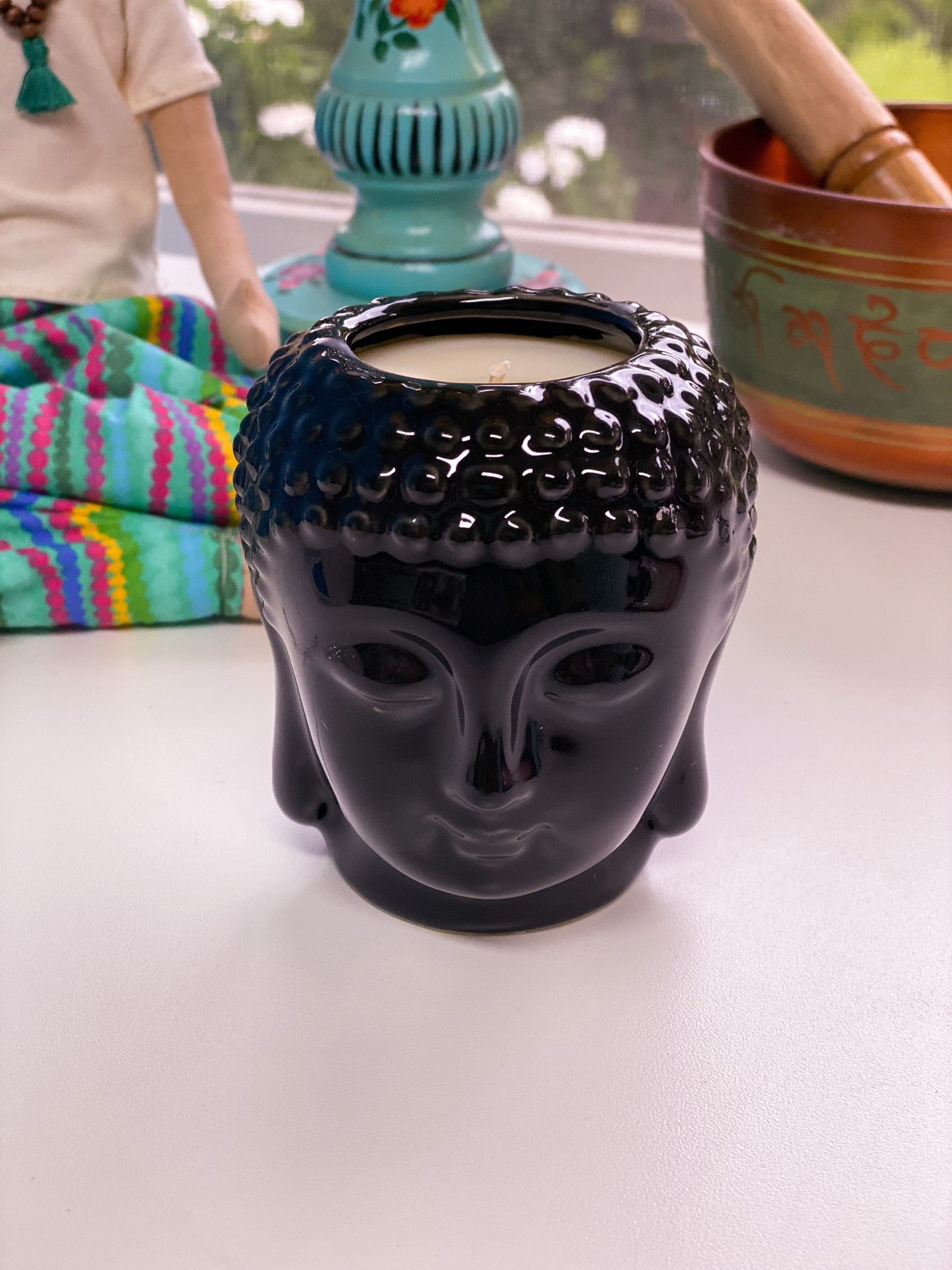 Kit com 3 cachepos Buda para velas