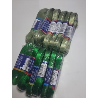 Kit com 12 fitas de cetim verde n.02