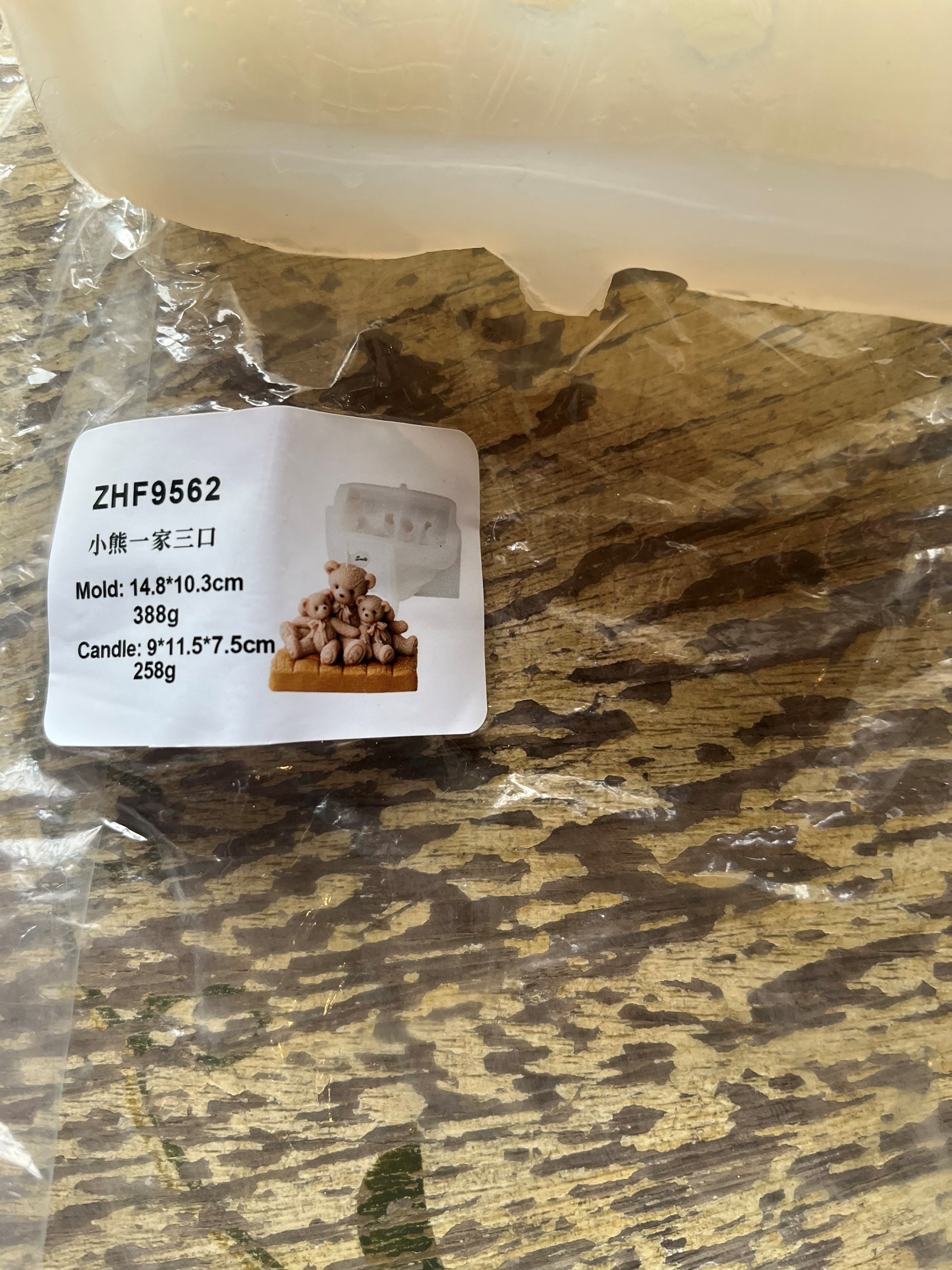 Molde de silicone formato família urso