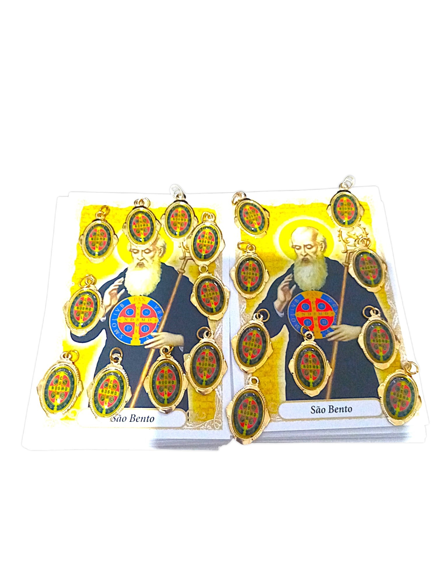 Kit 19 medalhas São Bento e 85 orações impressas, medalha milagrosa em alumínio
