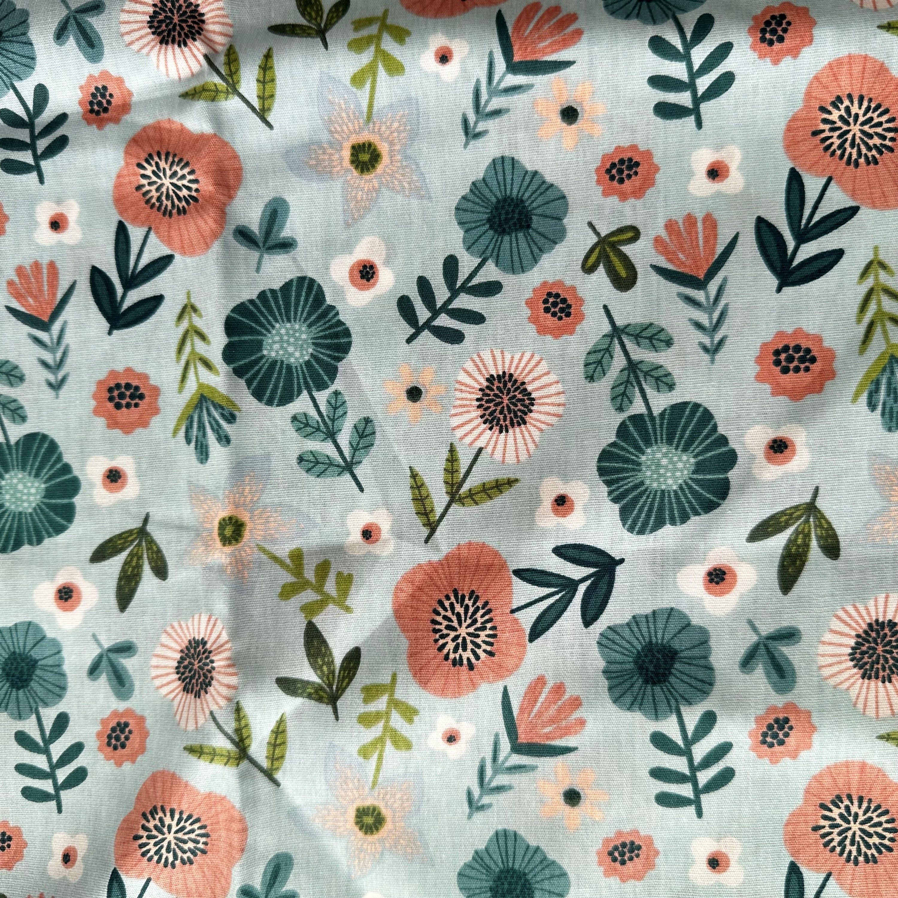 Tecido Fabricart Florido azul claro