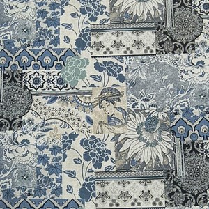 Tecido Linho Antuarte Oriental Azul e Branco