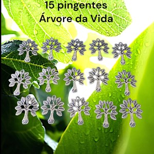 Kit 40 peças Árvore da Vida, pingentes em metal, prata envelhecida, peças para montagem