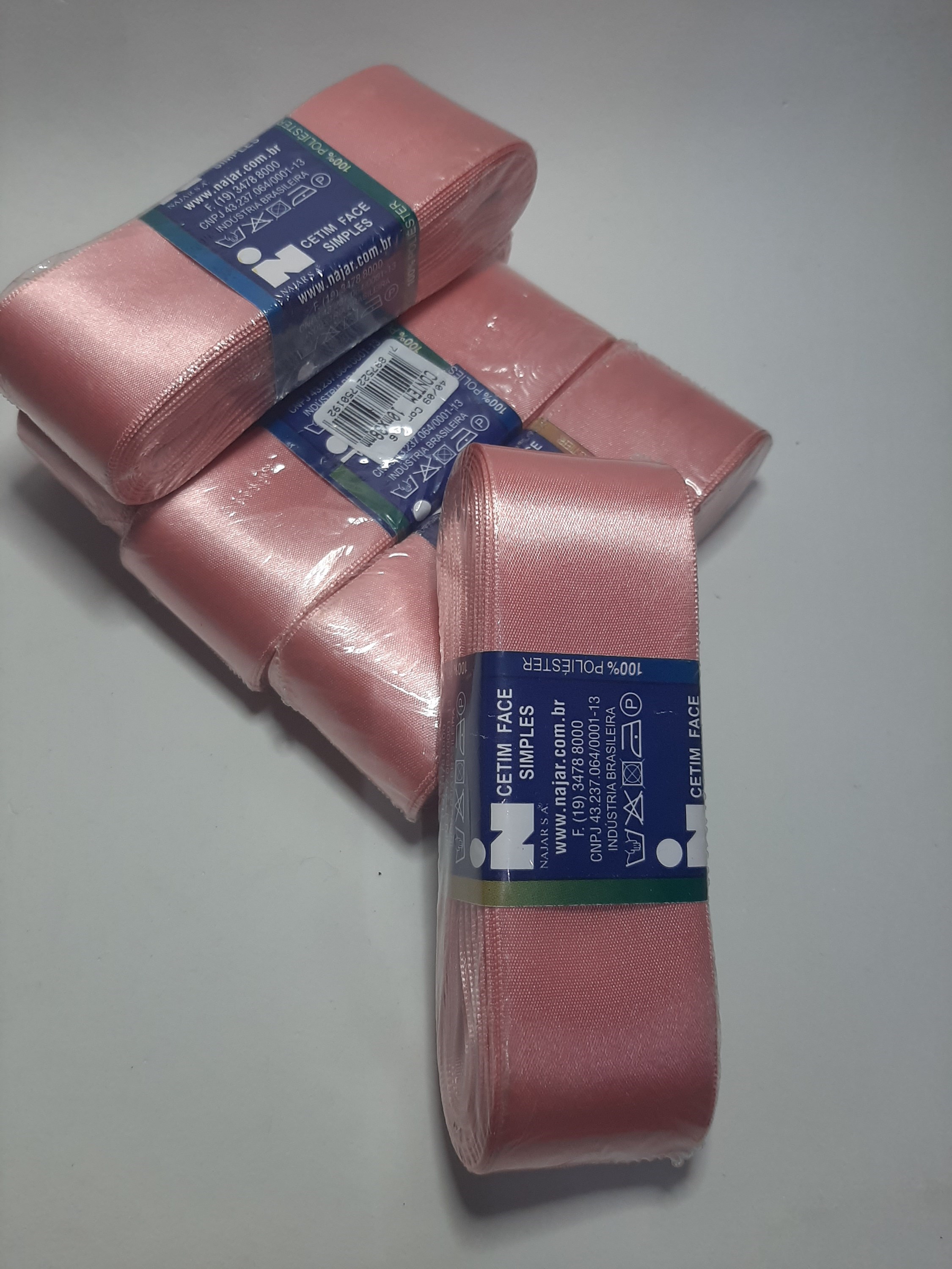 Kit com 5  fitas de cetim rosa N.09