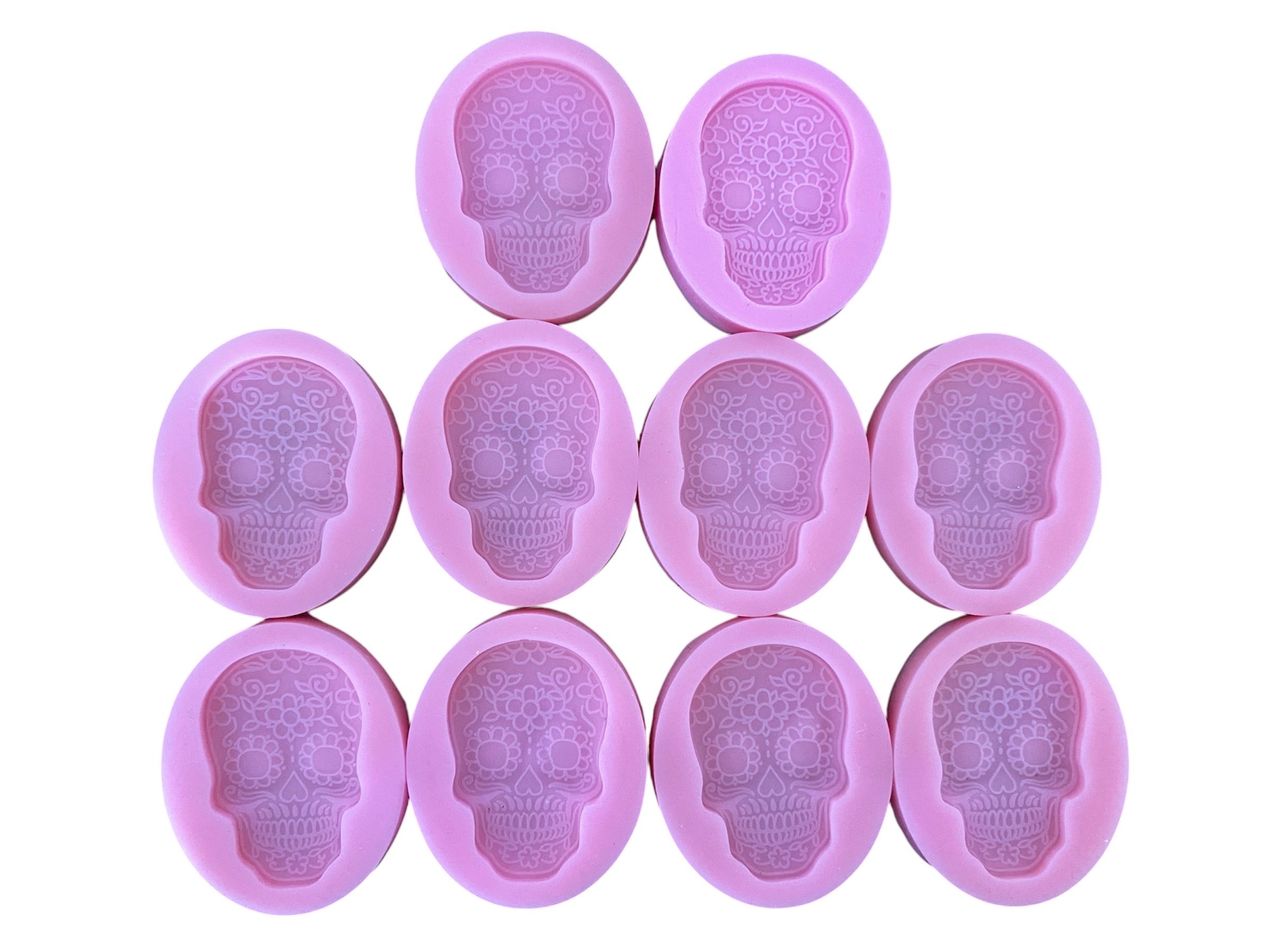 Lote molde de silicone Caveirinha 10 peças 