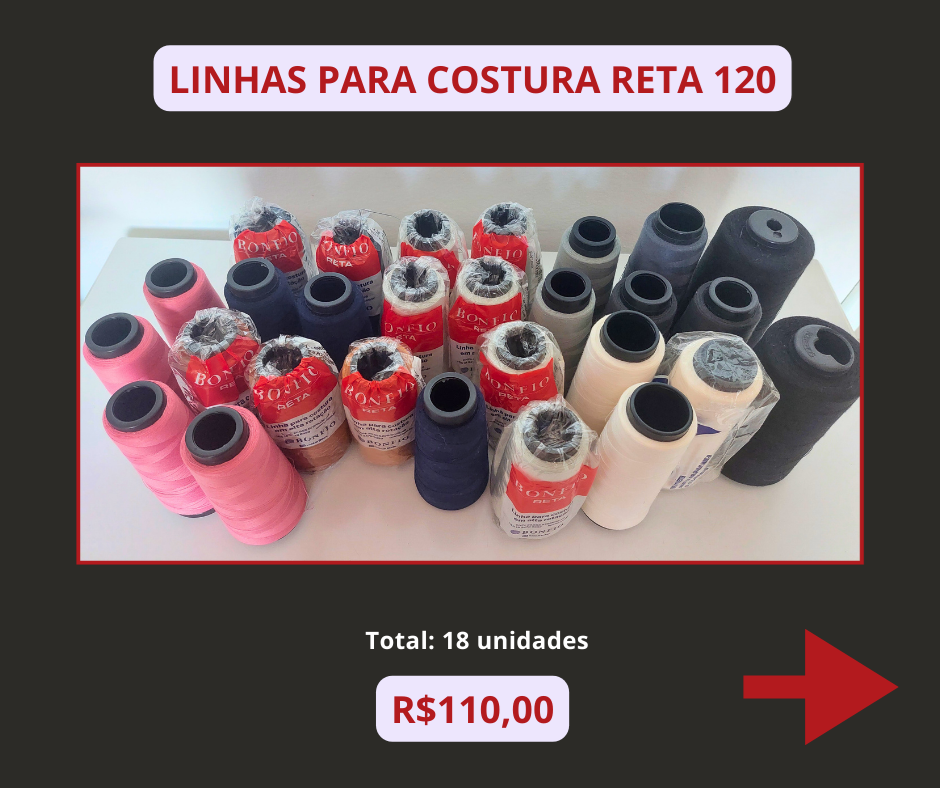 Lote de Linhas para Costura Reta 120