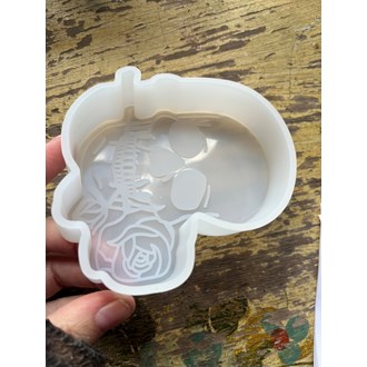 Molde de silicone flexível hallowen caveira com flores para velas, resina, cimento…