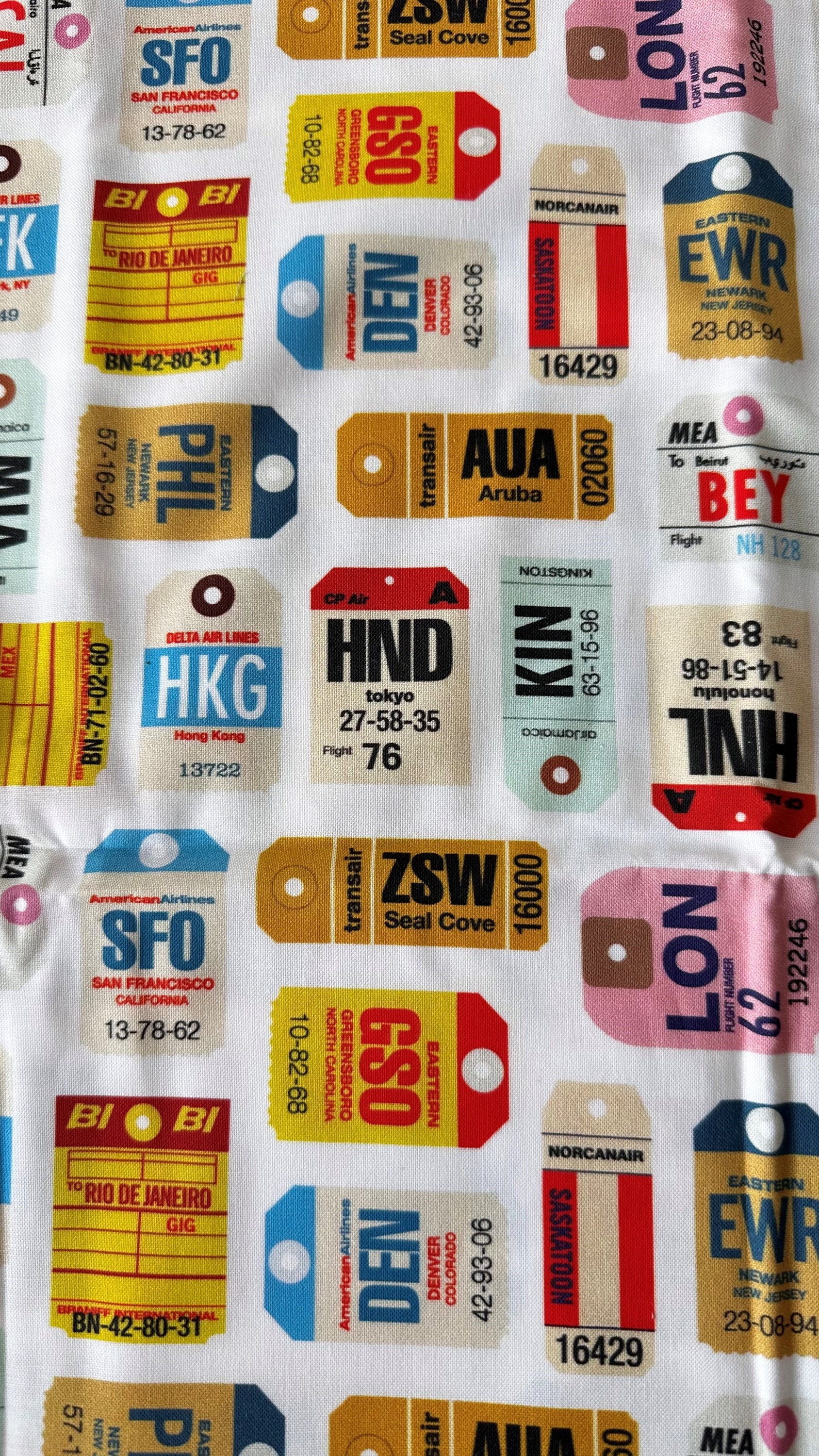 Tecido importado Tags aeroportos - Raro