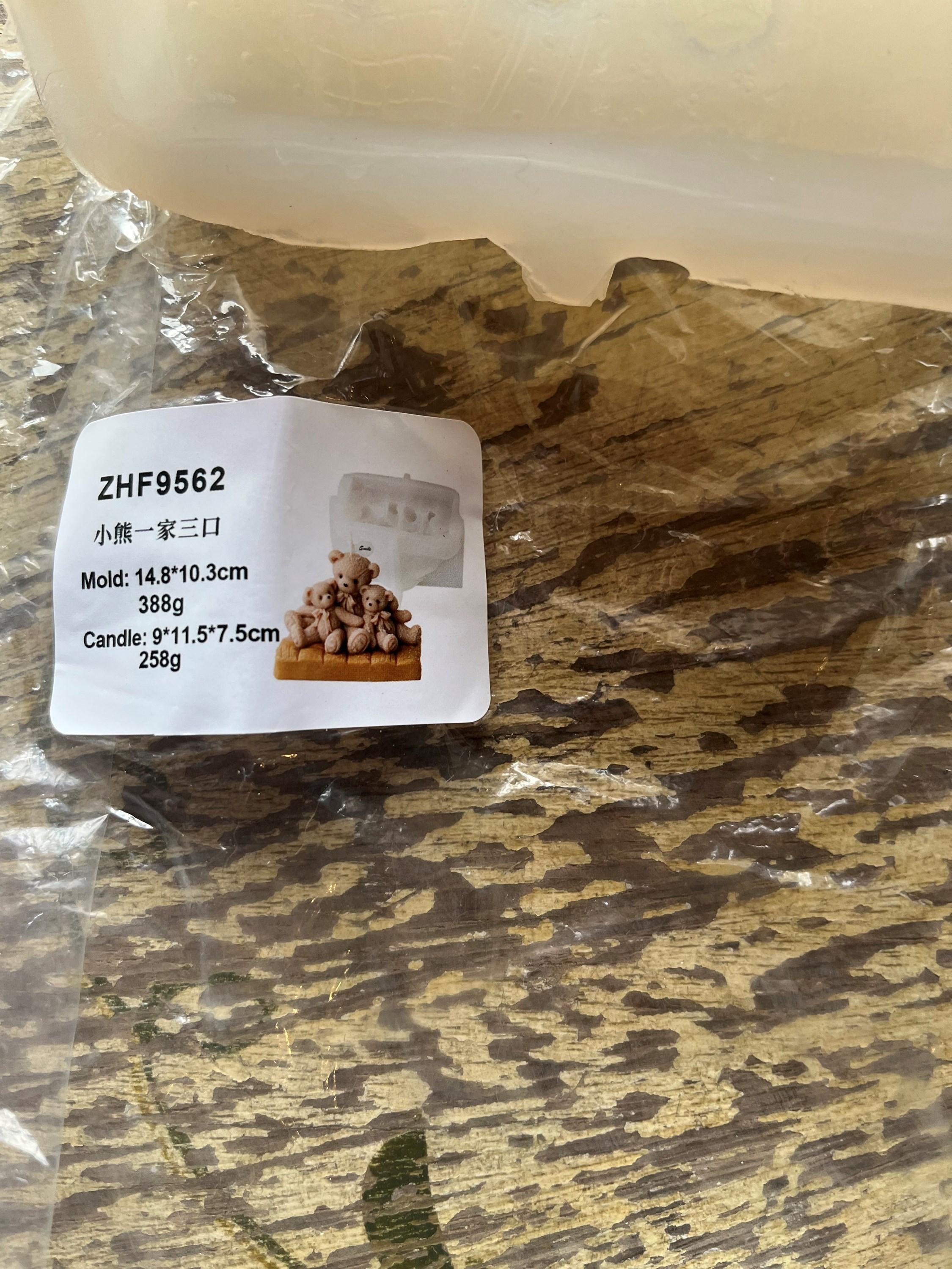 Molde de silicone formato família urso