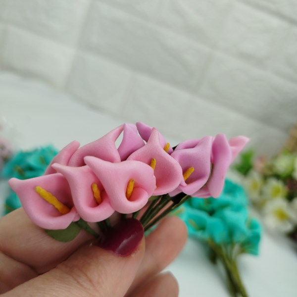 Mini Copo de Leite - Florzinha em EVA - Rosa e Verde - 290 flores