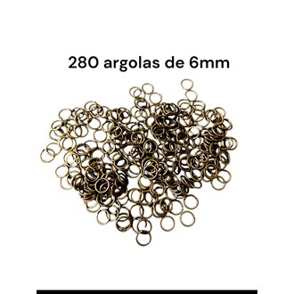 280 argolas abertas, em metal ouro velho, 6mm, para montagem de bijouterias