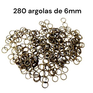 280 argolas abertas, em metal ouro velho, 6mm, para montagem de bijouterias
