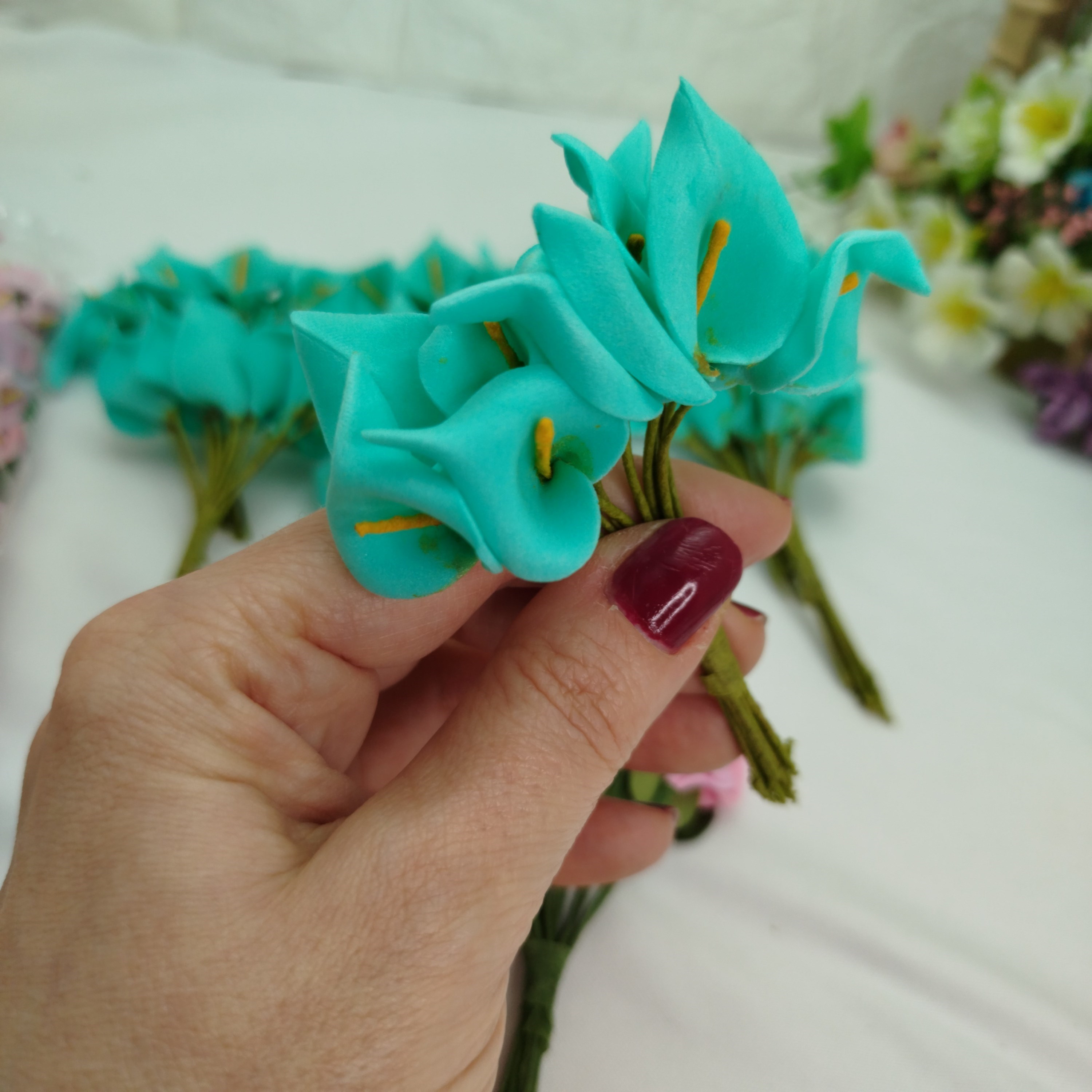 Mini Copo de Leite - Florzinha em EVA - Rosa e Verde - 290 flores