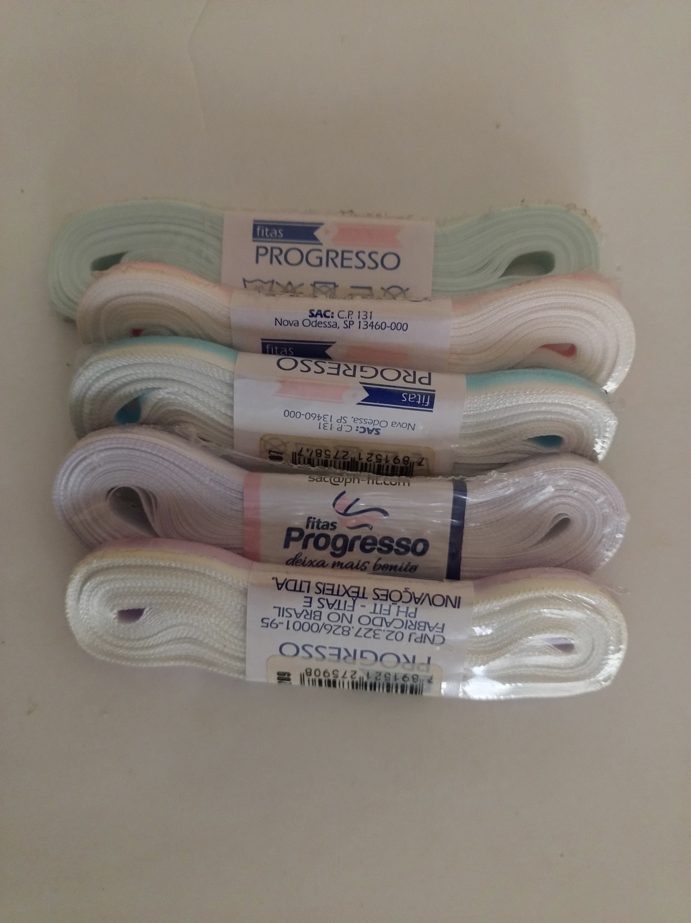 Kit com 5 fitas de cetim Progesso 