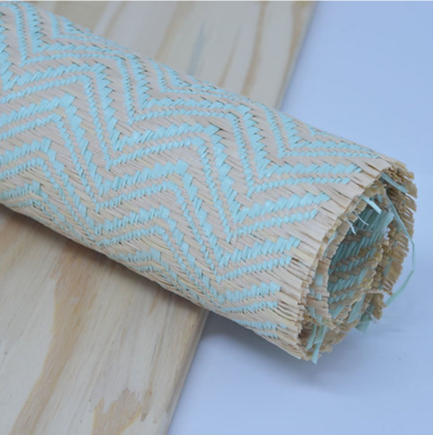 Palha Trançada Bege com Verde Água