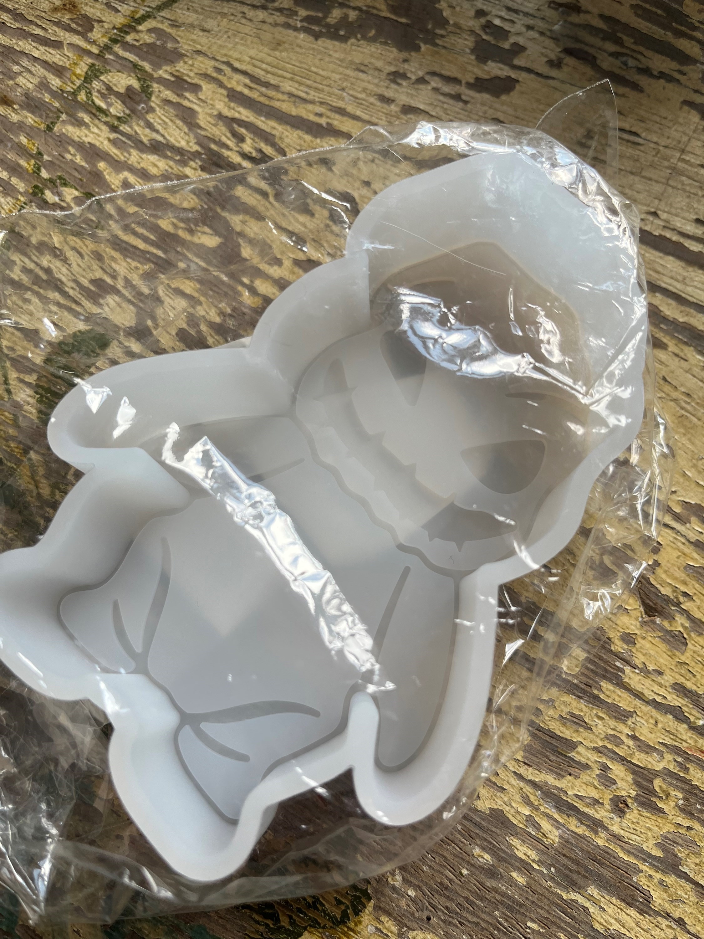 Molde de silicone hallowen monstrinho caveira para velas, resina, silicone